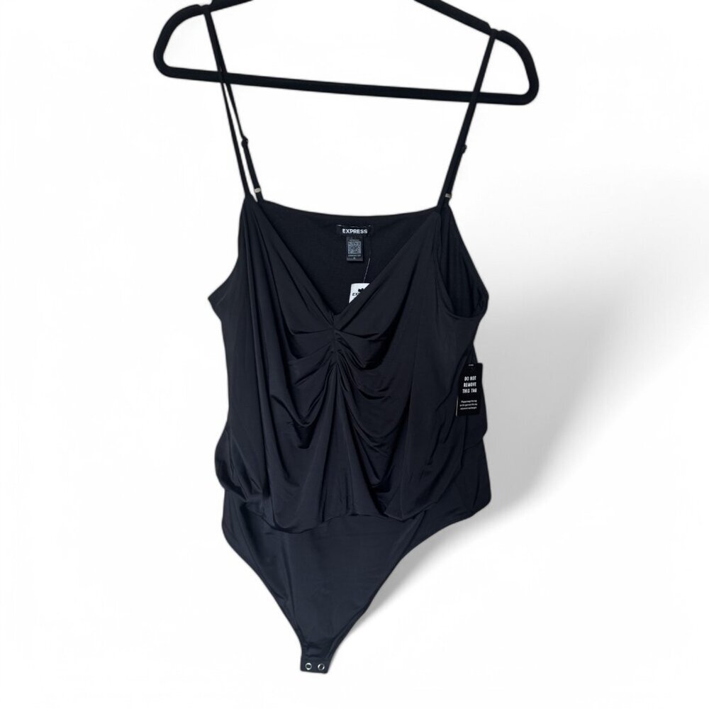 Express Silky Ruched Front Thong Bodysuit – XL - Picture 2 of 4